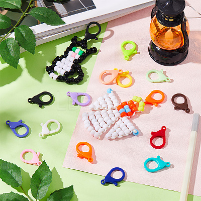 128Pcs 16 Colors Plastic Lobster Claw Clasps KY-SC0001-74-1