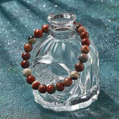 Natural Red Jasper Bead Stretch Bracelets X-BJEW-K212-B-012-1