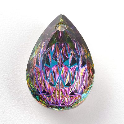 Embossed Glass Rhinestone Pendants GLAA-J101-05A-001VO-1
