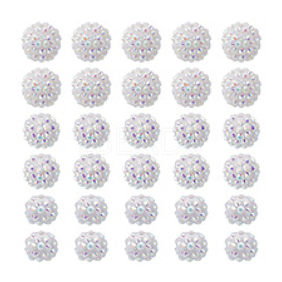 30Pcs 3 Styles Acrylic & Resin with Rhinestone Round Beads OACR-PH0004-27-1