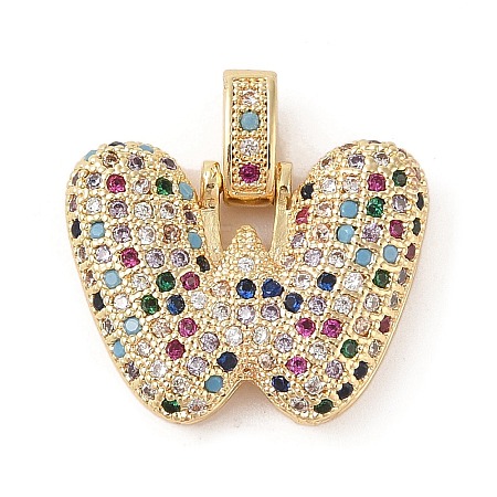 Brass Micro Pave Cubic Zirconia Pendants ZIRC-P121-01G-W-1