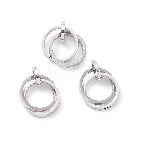 Tarnish Resistant 304 Stainless Steel Interlocking Ring Pendants STAS-E090-90P-1