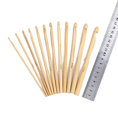 12Pcs Carbonized Bamboo Knitting Needles PW-WG37861-02-1