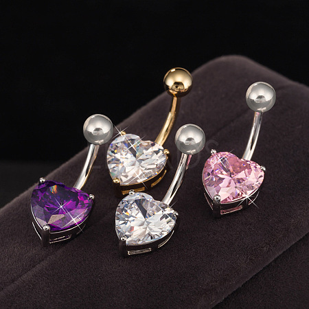 Brass Cubic Zirconia Belly Rings WGBA42D-02-1