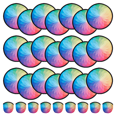 Polyester Foldable Flying Disc Fans with Storage Bag AJEW-WH00670-127B-1
