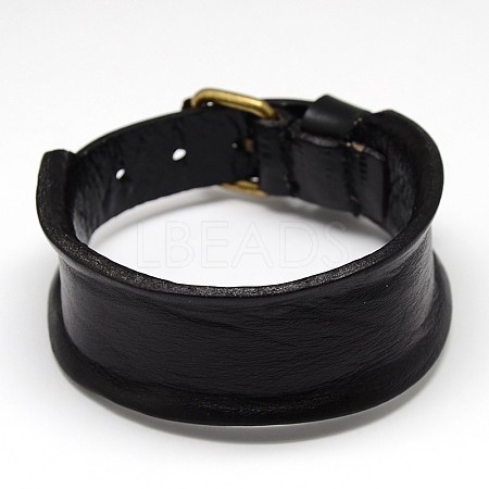 Trendy Unisex Punk Rock Style Leather Wide Wristband Bracelets X-BJEW-L271-01-1