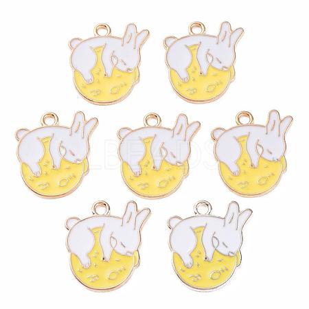 Alloy Sleeping Bunny Pendants ENAM-S115-092-1