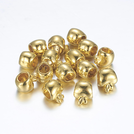 Large Hole Tibetan Style Metal European Beads X-TIBEB-R033-G-FF-1