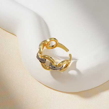 Elegant Geometric Brass Micro Pave Cubic Zirconia Cuff Rings for Women KY7986-2-1