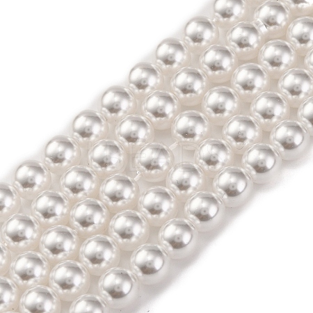 Baking Paint Pearlized Glass Pearl Round Bead Strands PEAR-H019-02B-04-1