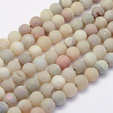 Electroplate Natural Druzy Agate Beads Strands G-G708-10mm-11-1