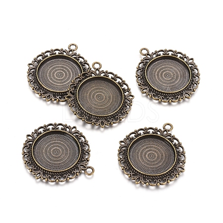 Tibetan Style Pendant Cabochon Settings X-TIBEP-R129-AB-FF-1