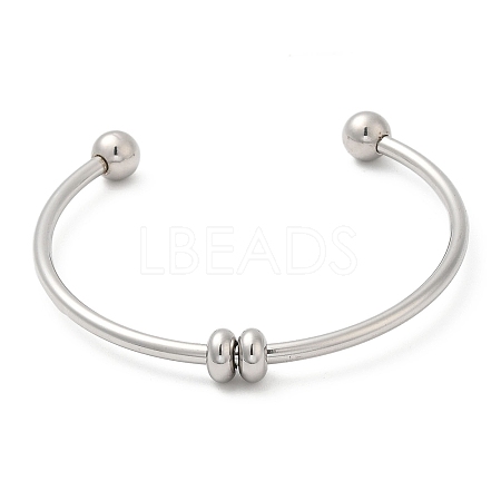 Non-Tarnish Screw End Ball 304 Stainless Steel Open Cuff Bangles LS-BJEW-G677-01P-1