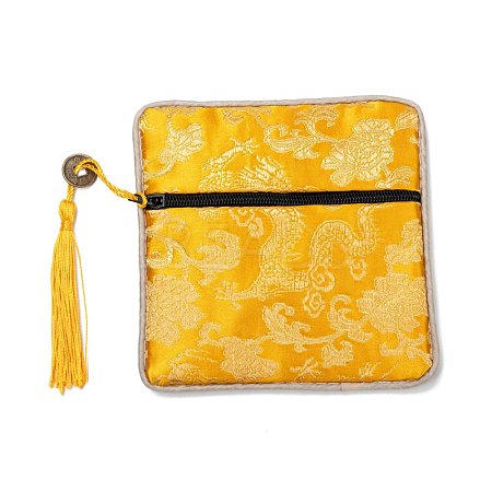 Chinese Brocade Tassel Zipper Jewelry Bag Gift Pouch ABAG-F005-02-1