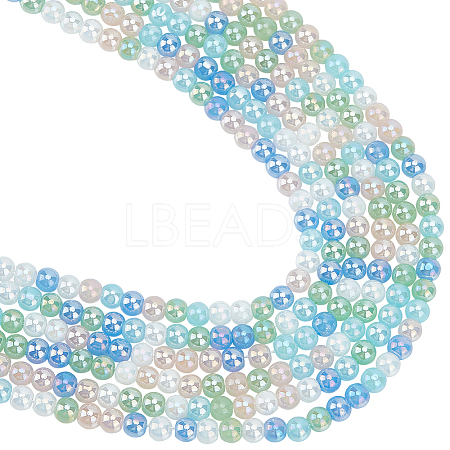 Beebeecraft 8 Strands Transperant Electroplate Glass Beads Strands GLAA-BBC0001-04A-1