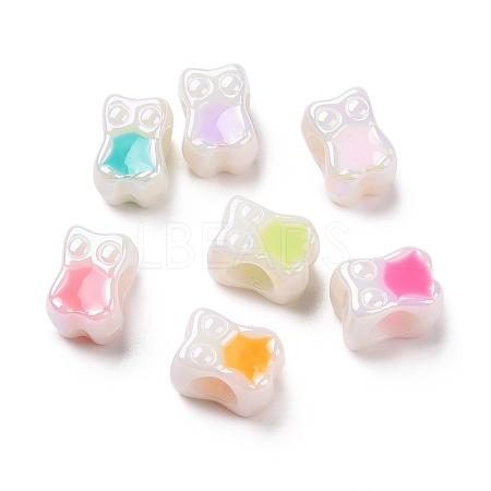 UV Plating Rainbow Iridescent Acrylic European Beads SACR-E009-39-1