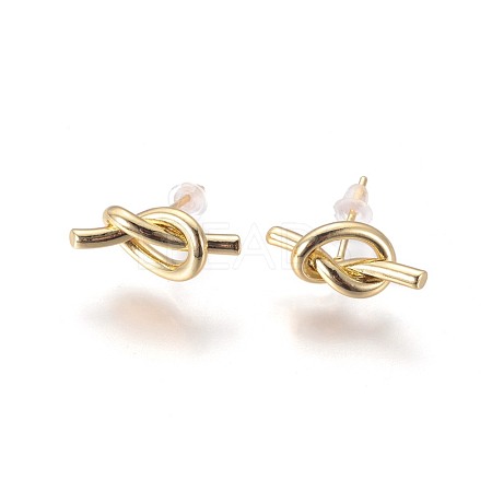 Brass Stud Earrings EJEW-F809-02G-1