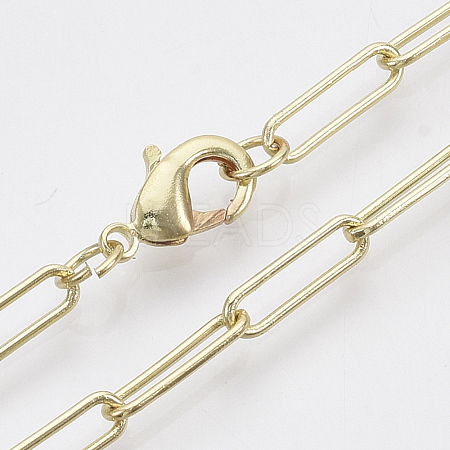 Brass Round Oval Paperclip Chain Necklace Making MAK-S072-04A-LG-1