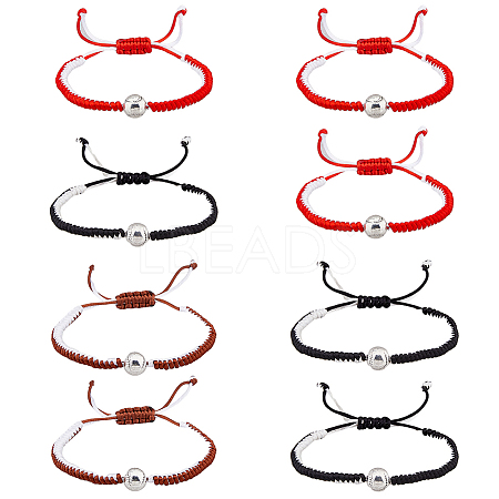 4 Sets 4 Colors Alloy Baseball Braided Bead Bracelets Set BJEW-AN0001-40-1