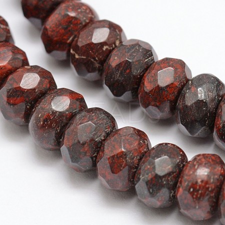 Faceted Natural Brecciated Jasper Rondelle Beads Strands X-G-K090-14-1