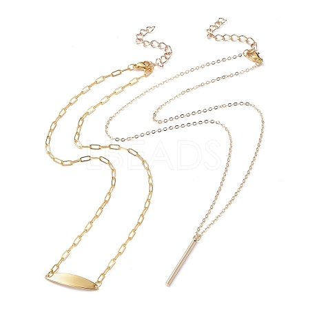 Paperclip Chains & Cable Chains Necklace Sets X-NJEW-JN02836-1