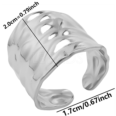 Non-Tarnish 304 Stainless Steel Open Cuff Ring PW-WG28504-01-1