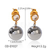 Two Tone 304 Stainless Steel & Clear Cubic Zirconia Stud Dangle Earrings WGF19D0-02-1