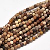 Frosted Natural Petrified Wood Round Bead Strands G-F266-07-6mm-1