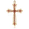 Shining Golden Plated Alloy Rhinestone Cross Big Pendants Necklace Charms RB-J206-21G-1