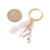 Alloy Enamel Acrylic with Natural Rose Quartz Keychain KEYC-JKC00806-06-3