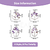 8Pcs 4 Styles Flower & Moon & Oval & Hexagon Natural Amethyst Copper Wire Wrapped Chip Big Pendants G-DC0001-26-2