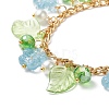 5Pcs 5 Color Glass Pearl & Flower & Acrylic Leaf Charm Bracelets Set BJEW-JB08908-5