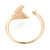 Fishtail Shape Brass Micro Pave Clear Cubic Zirconia Cup Peg Ring Settings KK-T076-14G-3