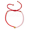 Adjustable Glass Seed & Ferrocholite Braided Bead Bracelets for Women YG9459-1