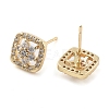 Brass with Glass Stud Earrings EJEW-Q800-07KCG-2