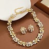 Ginkgo Leaf Zinc Alloy & Plastic Imitation Pearl Link Chain Necklace & Stud Earring Sets FS-WG12076-01-4