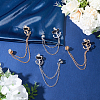 4Pcs 2 Color Jet Rhinestone Anchor Hanging Chain Brooches JEWB-GF0001-38-4