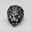 Personalized Retro Men's 304 Stainless Steel Wide Lion Rings RJEW-F006-200-17mm-1