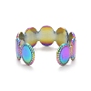 Ion Plating(IP) Rainbow Color 304 Stainless Steel Oval Wrap Open Cuff Ring for Women RJEW-C025-05M-3