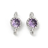 Brass Cubic Zirconia Flat Round Connector Charms KK-H204-02P-01-1