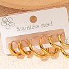 3 Pairs 304 Stainless Steel Hoop Earring Sets EJEW-P315-01G-1