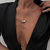 Iron Snake Chain with CCB Plastic Teardrop Tassel Lariat Necklaces FS-WG4E033-02-1