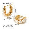 Oval 304 Stainless Steel Plastic Pearl Hoop Earrings FS-WG0BD3D-05-1