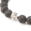 Natural Lava Rock Stretch Bracelet with Alloy Beads BJEW-JB08192-6