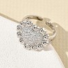Brass Micro Pave Cubic Zirconia Cuff Open Rings for Women CU-CBA760A-13A-P-1