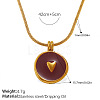 304 Stainless Steel Enamel Shell Flat Round with Heart Pendant Necklaces for Women WG2F9FE-05-1