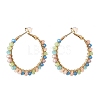 Bohemian Boho Round Circle Big Hoop Earrings with Glass Beads EJEW-JE04618-3