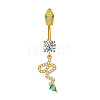 304 Stainless Steel Pave Clear and Green Cubic Zirconia Curved Barbell Dangle Belly Rings FS-WG7A03F-14-1