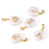 5Pcs 5 Styles Natural Cultured Freshwater Pearl Nuggets with Letter Pendants KK-TA0002-37-2