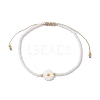 Flower Natural Shell & Glass Seed Braided Bead Bracelets BJEW-JB09921-02-1